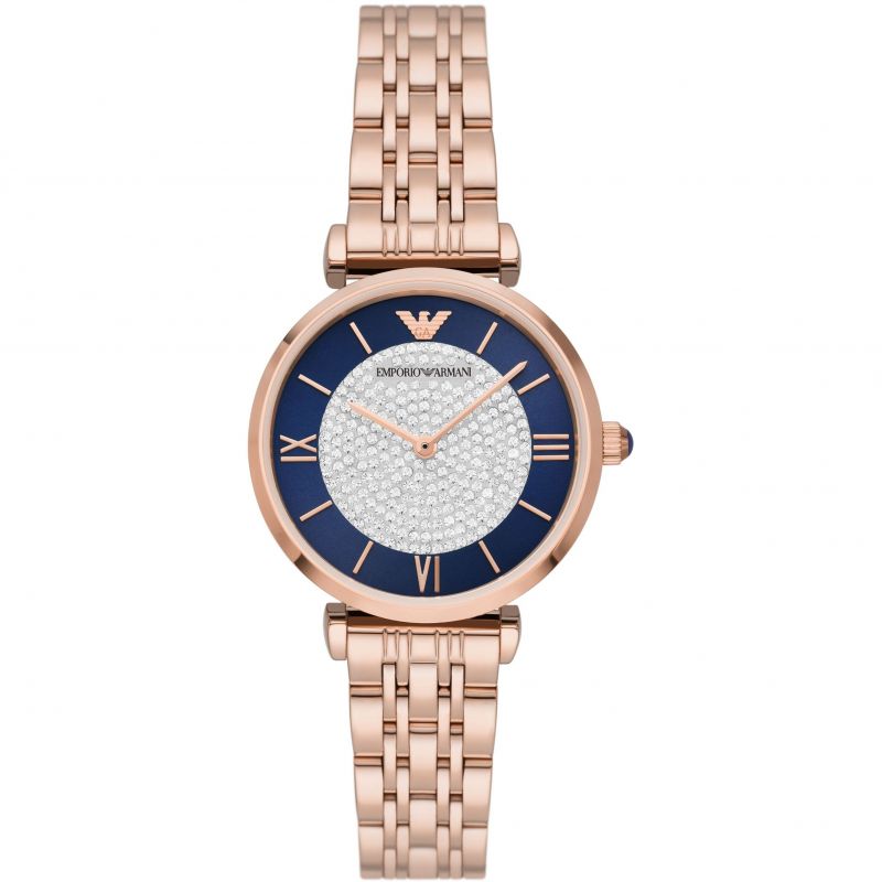 Emporio Armani Gianni T Bar Quartz Crystals Black Dial Gold Steel Strap Watch For Women Ar11423 -korean beauty