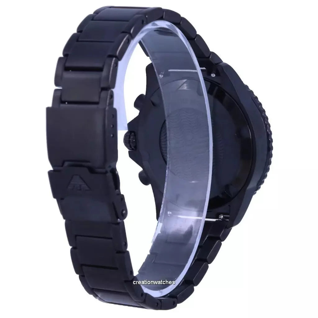 Emporio Armani Mens Ar80050 Black Ion Plated Stainless Steel Chronograph Watch -korean beauty