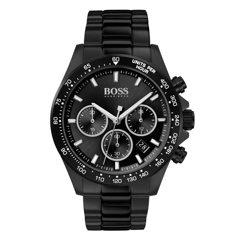 Hugo Boss Mens 1513754 Hero Chronograph Black Stainless Steel Watch -korean beauty