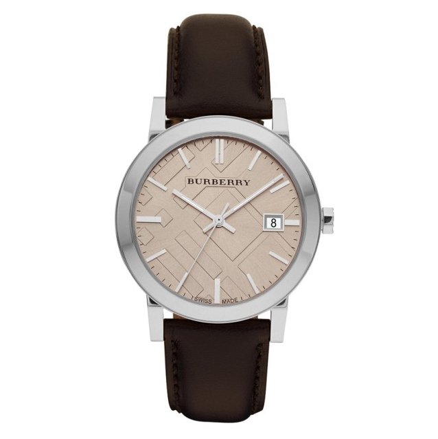 Burberry Mens Watch The City Check Champagne Brown Bu9011 -korean beauty