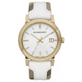 Burberry Watch The City Check Stamped White Gold Pvd Bu9015 -korean beauty