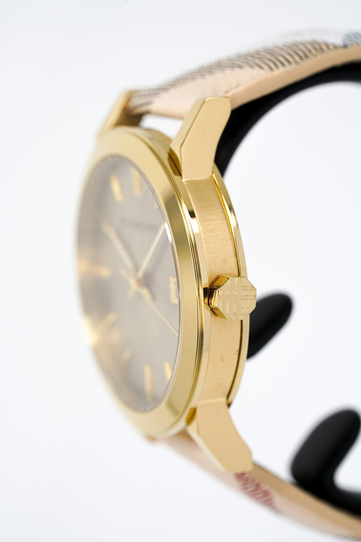 Burberry Ladies Watch The City Haymarket Check Yellow Gold Bu9026 -korean beauty