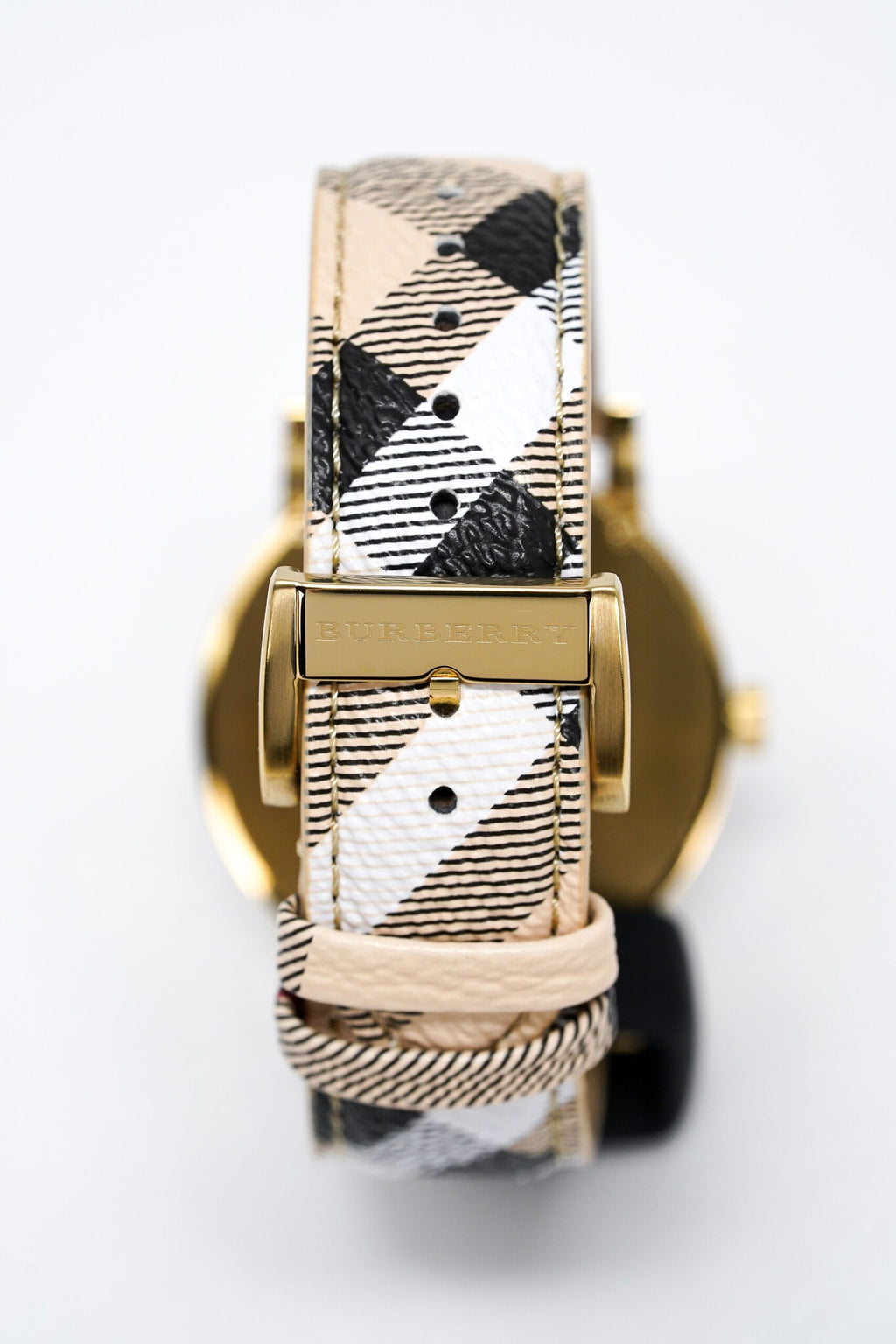 Burberry Ladies Watch The City Haymarket Check Yellow Gold Bu9026 -korean beauty