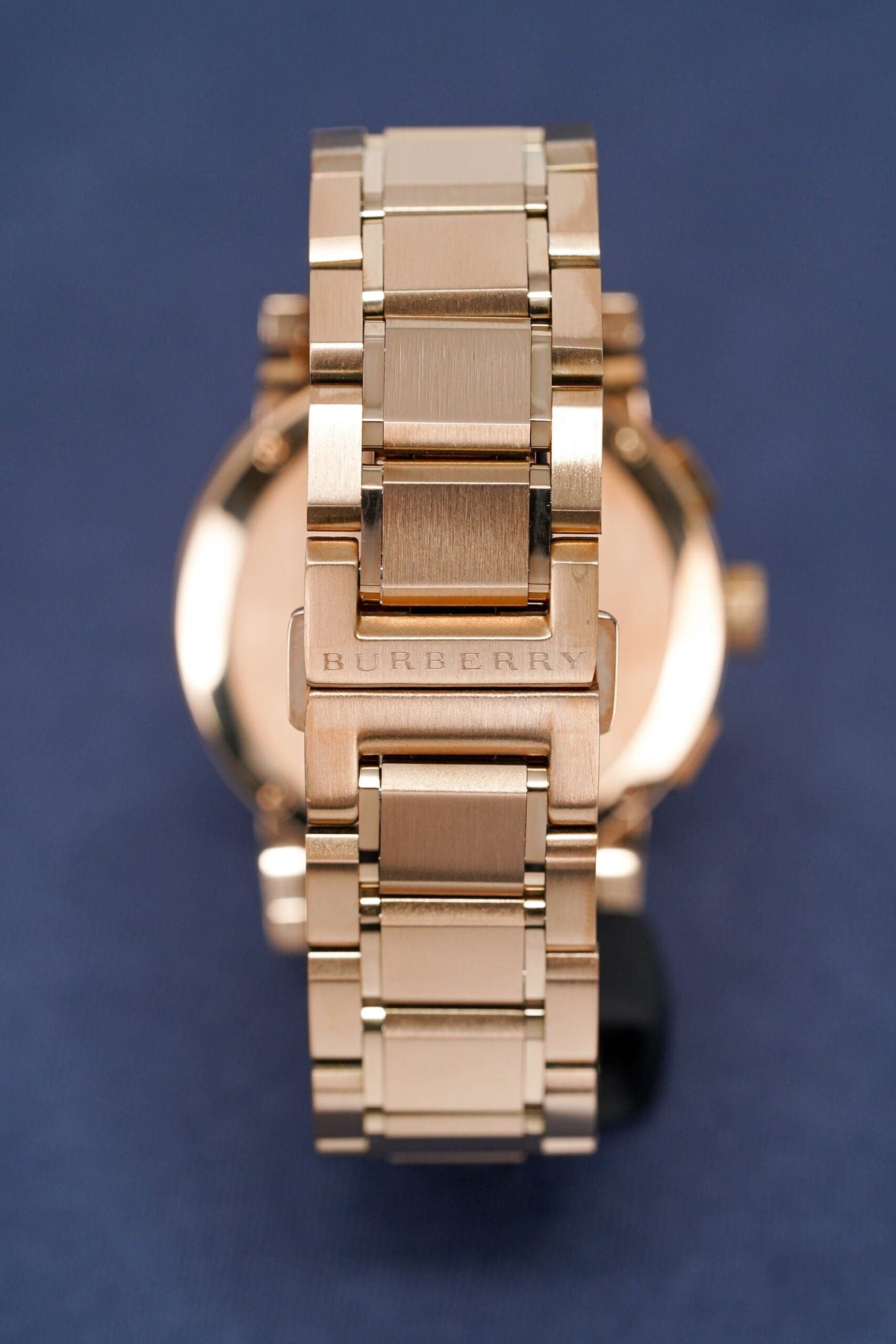 Burberry Mens Watch Chronograph The City Rose Gold Bu9353 -korean beauty