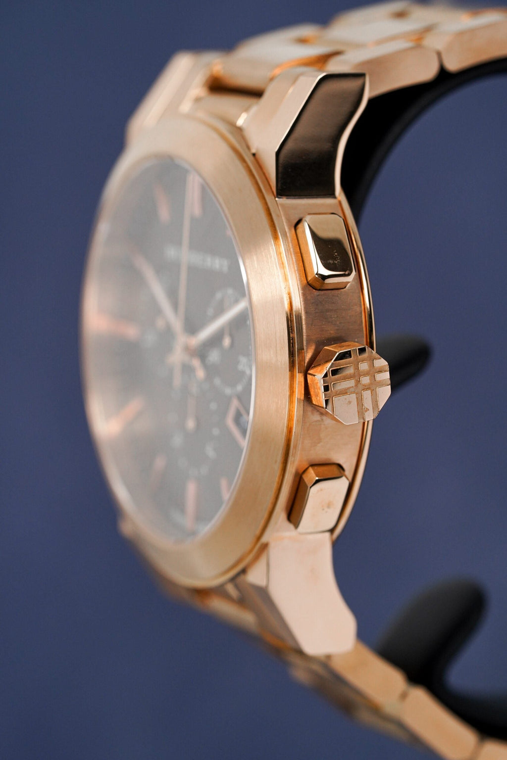 Burberry Mens Watch Chronograph The City Rose Gold Bu9353 -korean beauty