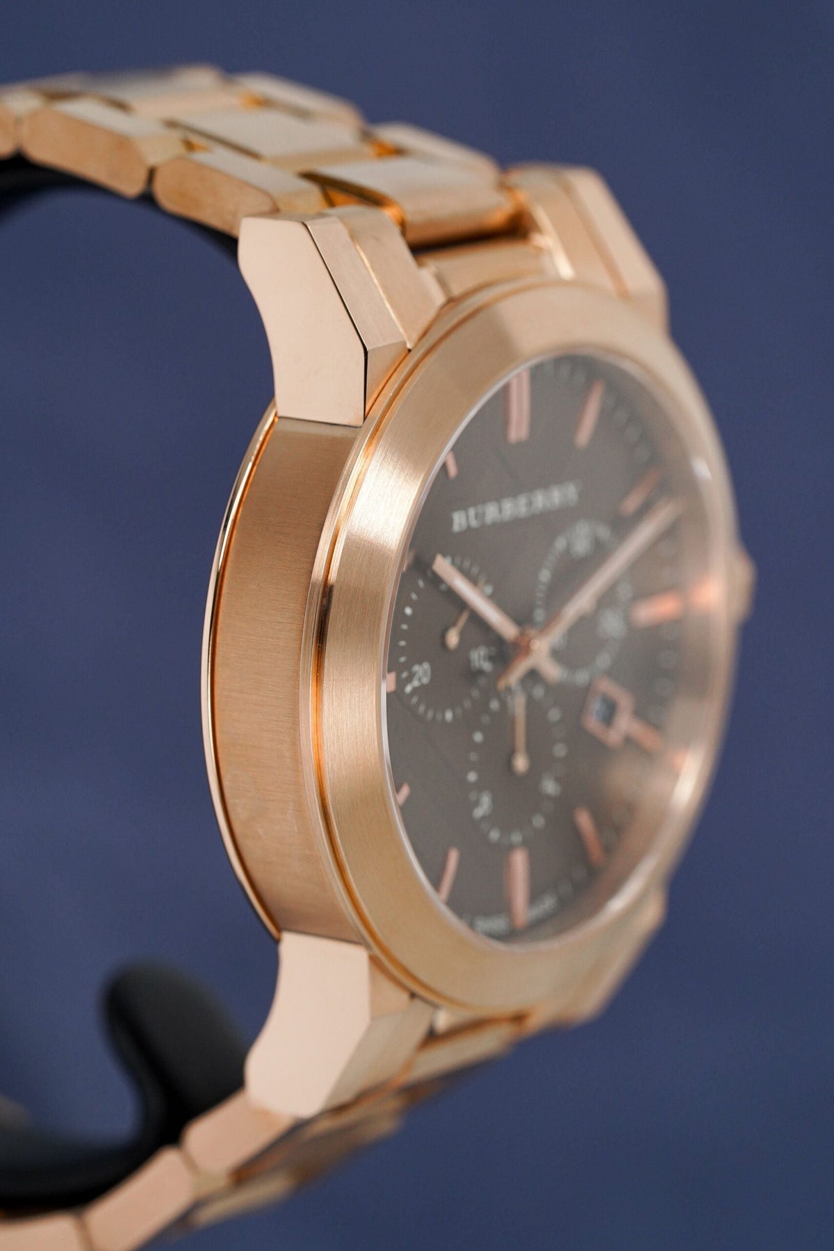 Burberry Mens Watch Chronograph The City Rose Gold Bu9353 -korean beauty