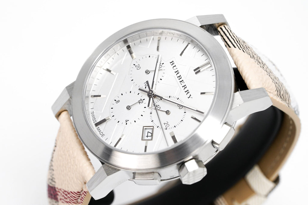Burberry Mens Watch Chronograph The City Nova Check Bu9360 -korean beauty