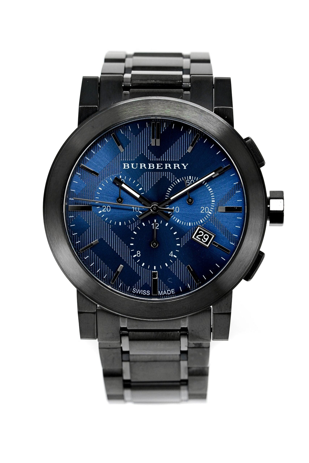 Burberry Mens Watch Chronograph The City Gun Metal Bu9365 -korean beauty