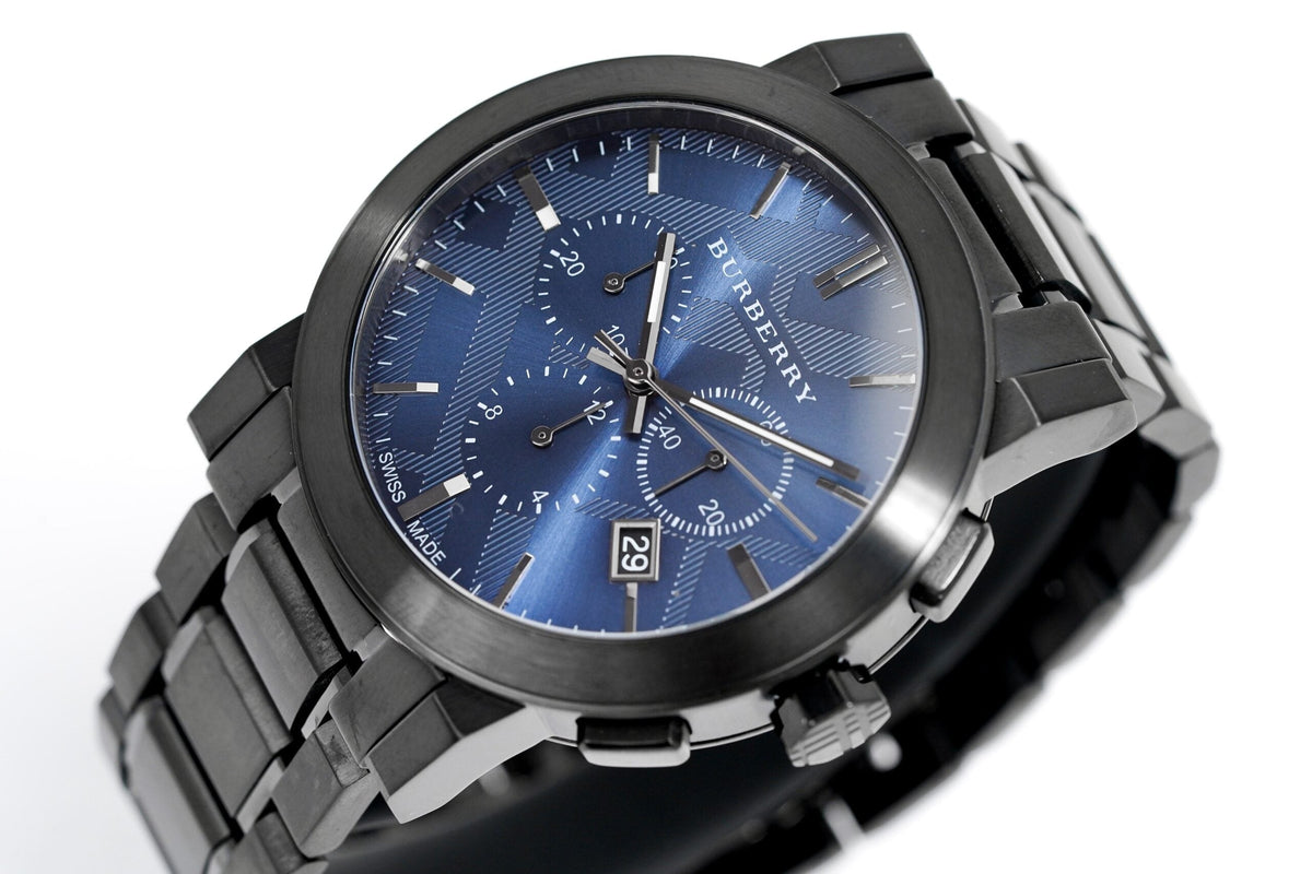 Burberry Mens Watch Chronograph The City Gun Metal Bu9365 -korean beauty