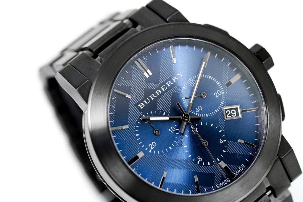 Burberry Mens Watch Chronograph The City Gun Metal Bu9365 -korean beauty