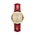 Burberry Gold Plated Red Patent Leather Women Watch Bu9140 -korean beauty