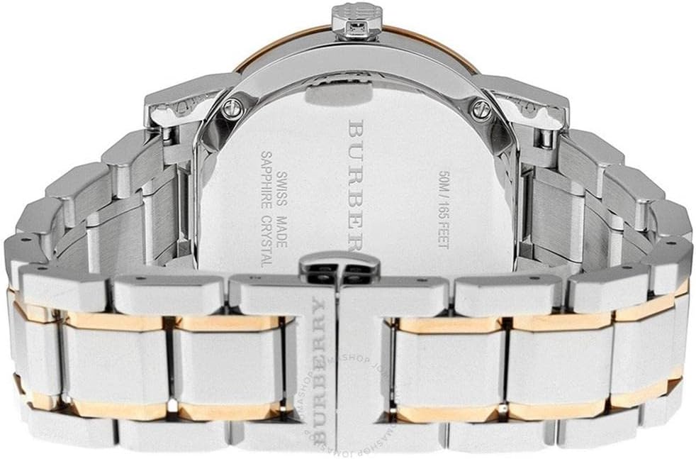 Burberry Ladies Watch Diamond Check Stamped Two Tone Bu9127 -korean beauty