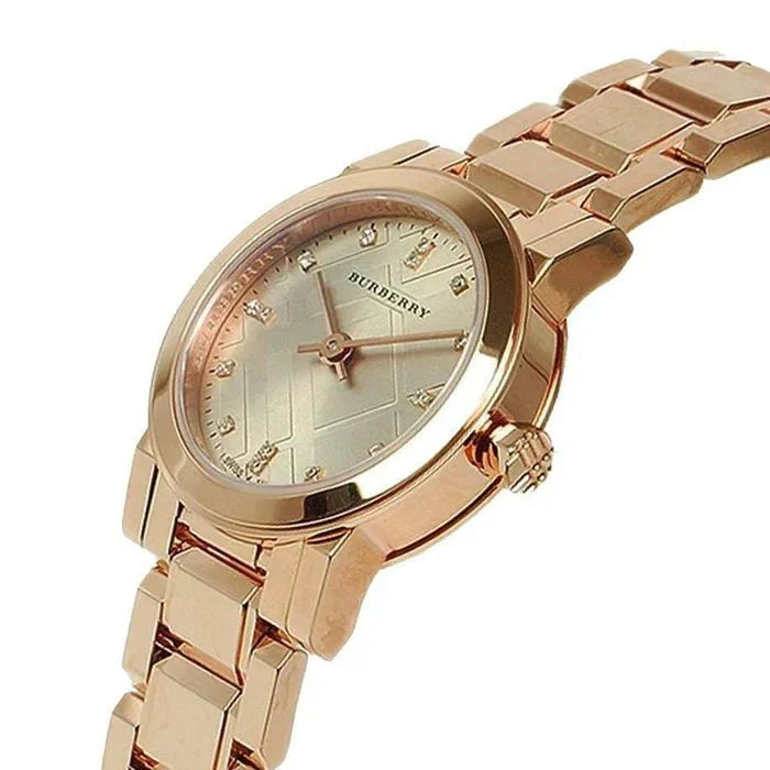 Burberry Ladies Watch The City Diamonds 26mm Rose Gold Bu9215 -korean beauty