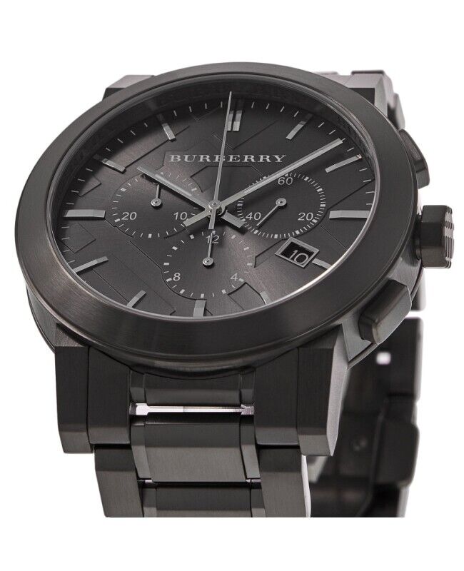 Burberry Mens Watch Chronograph The City Black Pvd Bu9354 -korean beauty