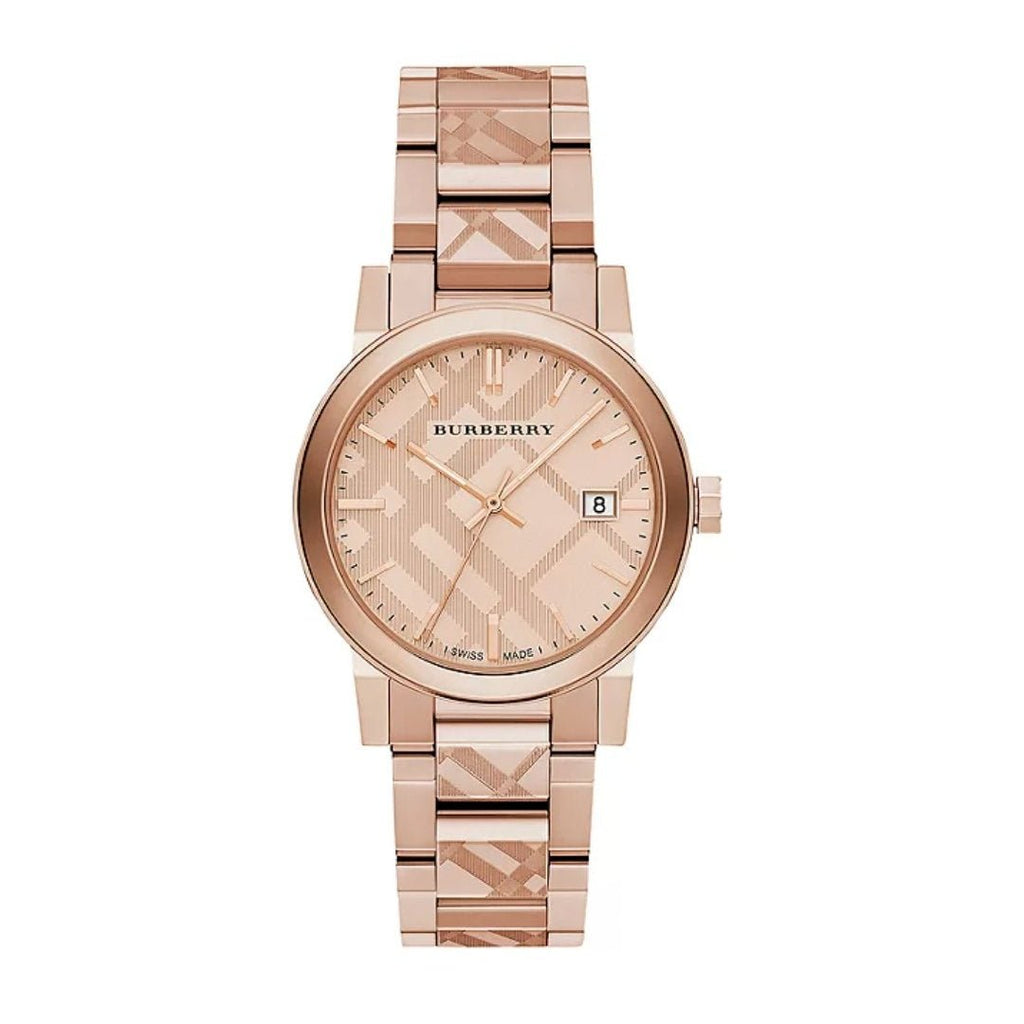 Burberry Unisex Watch The City Engraved Check Watch Bu9039 -korean beauty