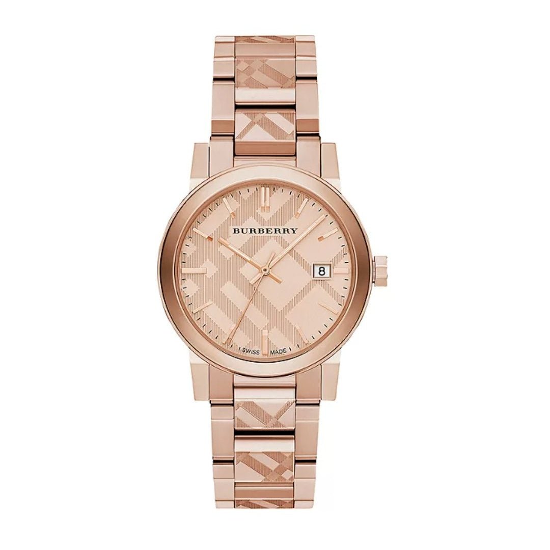 Burberry Unisex Watch The City Engraved Check Watch Bu9039 -korean beauty