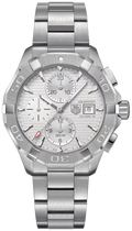 Tag Heuer Aquaracer Automatic Chronograph White Dial Silver Steel Strap Watch For Men Cay2111 Ba0927 -korean beauty