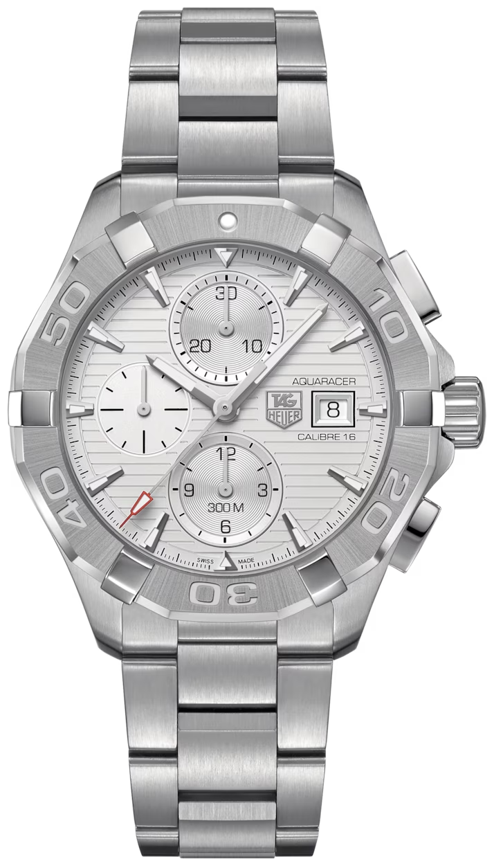 Tag Heuer Aquaracer Automatic Chronograph White Dial Silver Steel Strap Watch For Men Cay2111 Ba0927 -korean beauty
