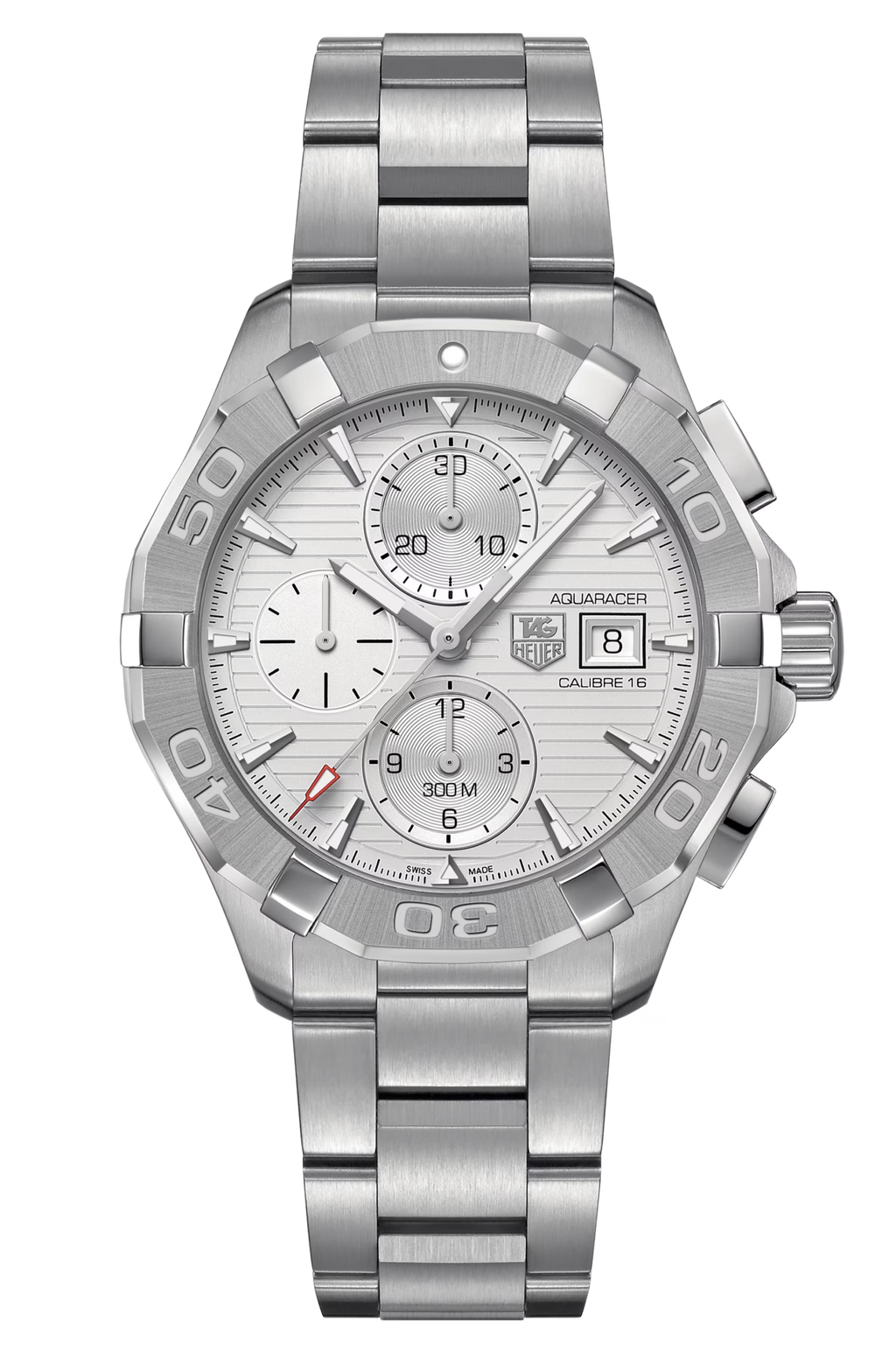 Tag Heuer Aquaracer Automatic Chronograph White Dial Silver Steel Strap Watch For Men Cay2111 Ba0927 -korean beauty