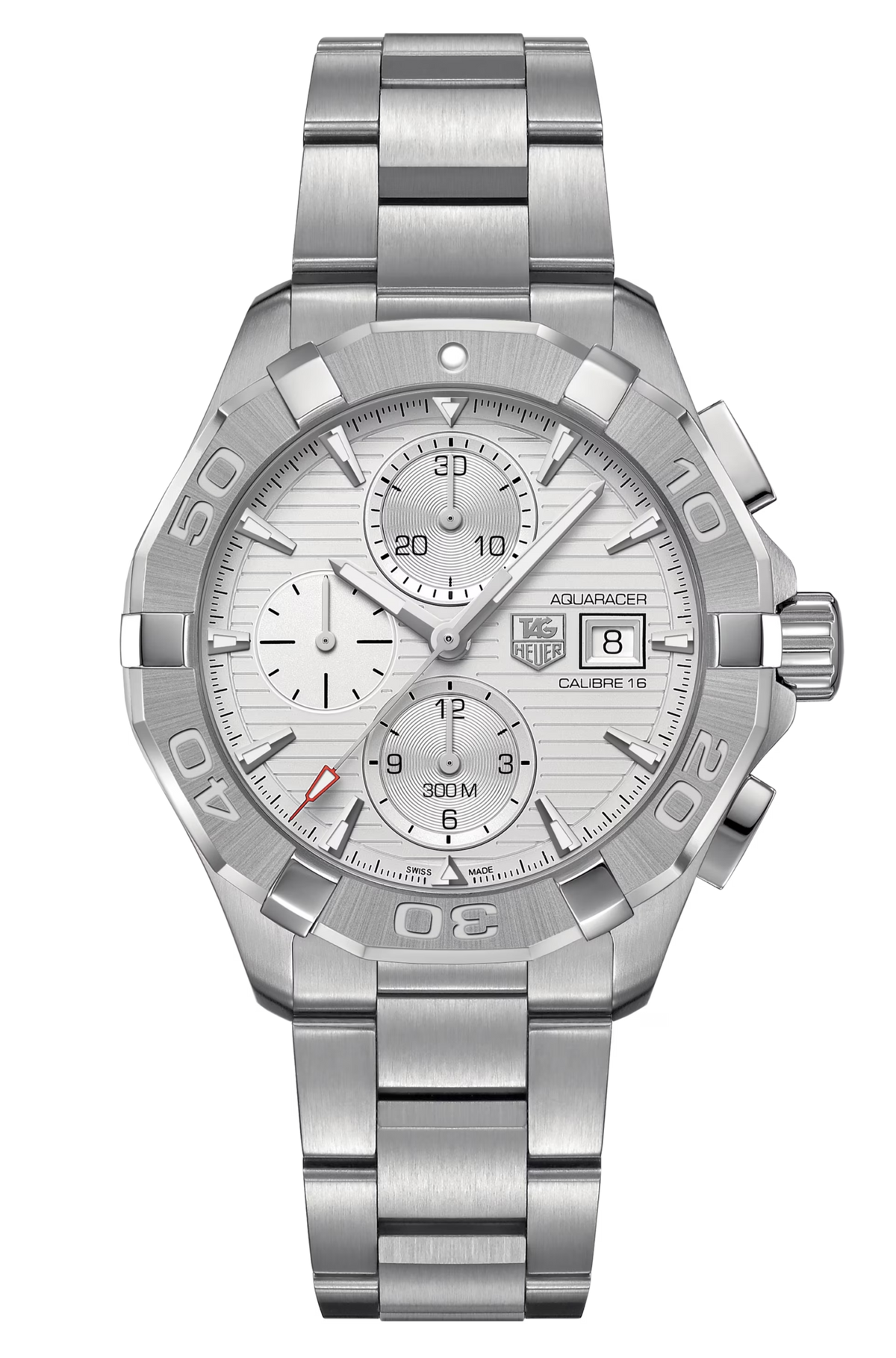 Tag Heuer Aquaracer Automatic Chronograph White Dial Silver Steel Strap Watch For Men Cay2111 Ba0927 -korean beauty