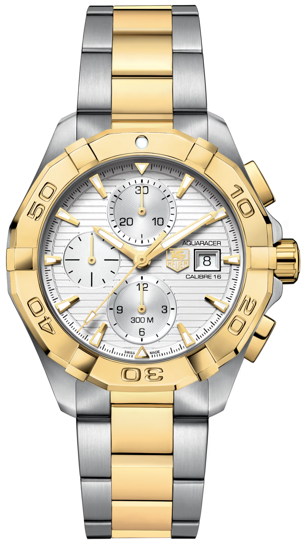 Tag Heuer Aquaracer Automatic White Dial Two Tone Steel Strap Watch For Men Cay2121 Bb0923 -korean beauty