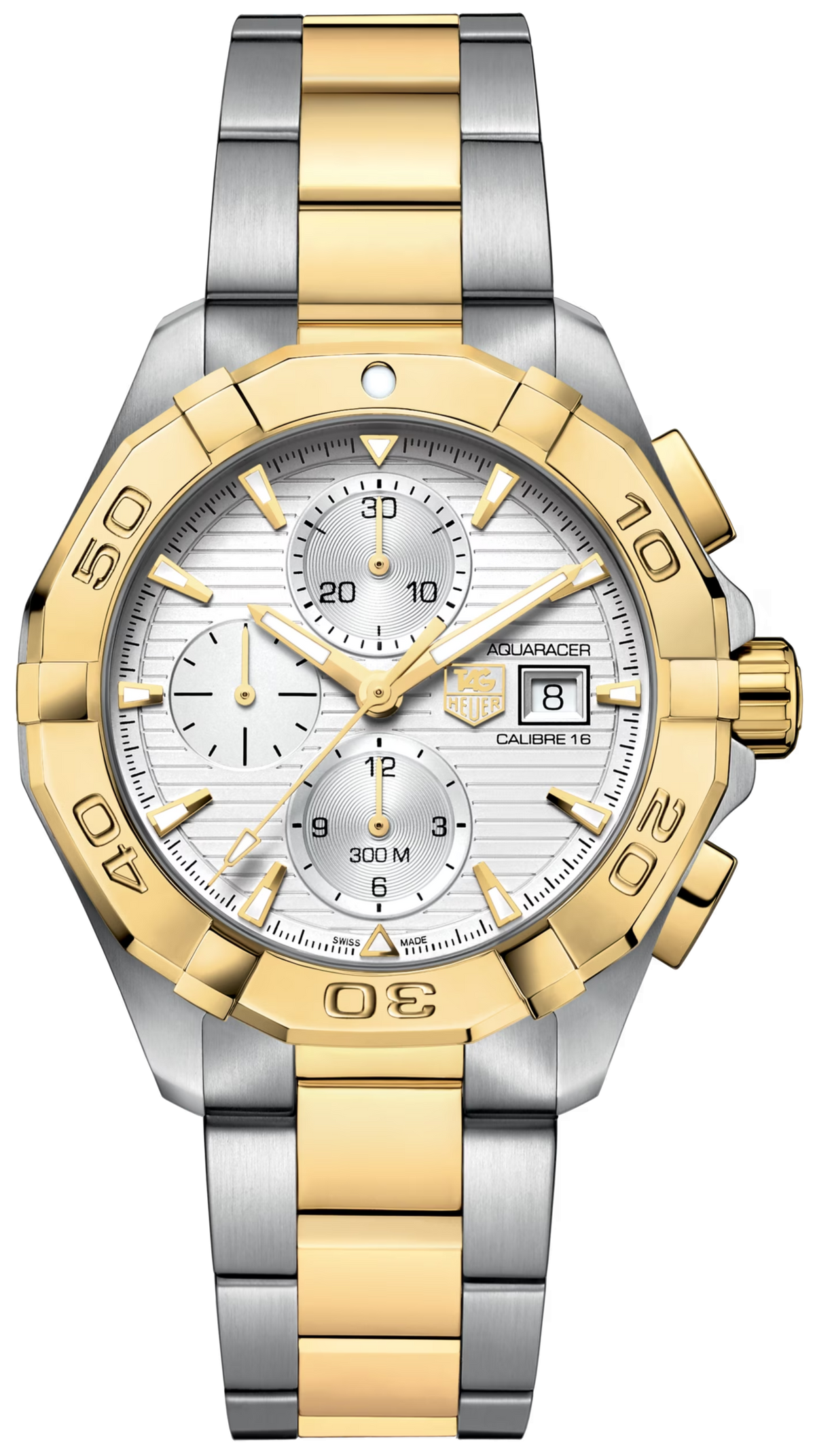 Tag Heuer Aquaracer Automatic White Dial Two Tone Steel Strap Watch For Men Cay2121 Bb0923 -korean beauty