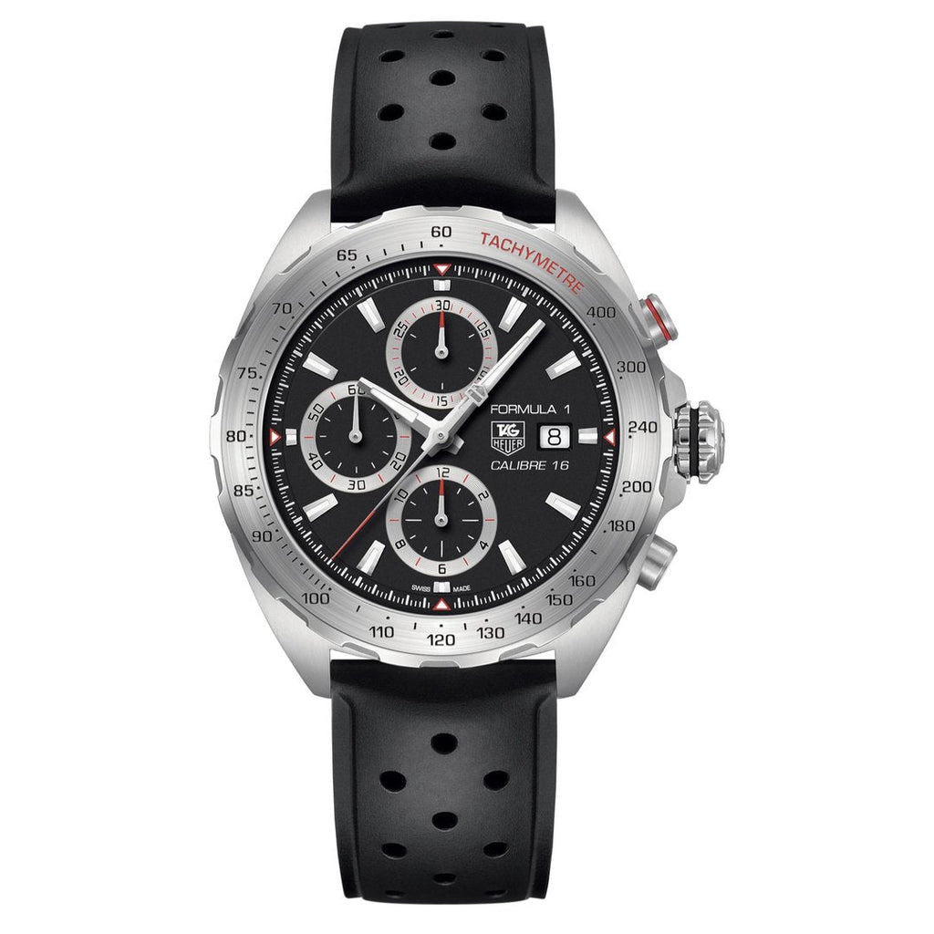 Tag Heuer Formula 1 Chronograph 43mm Automatic Mens Watch Stainless Steel Case With Black Rubber Strap Black Dial -korean beauty