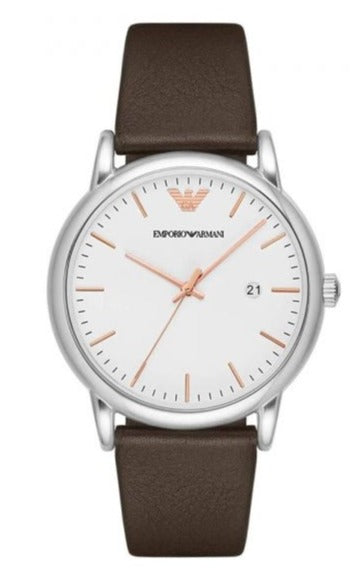 Emporio Armani Herren White Dial Brown Leather Strap Watch For Men Ar11103 -korean beauty