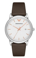 Emporio Armani Herren White Dial Brown Leather Strap Watch For Men Ar11103 -korean beauty