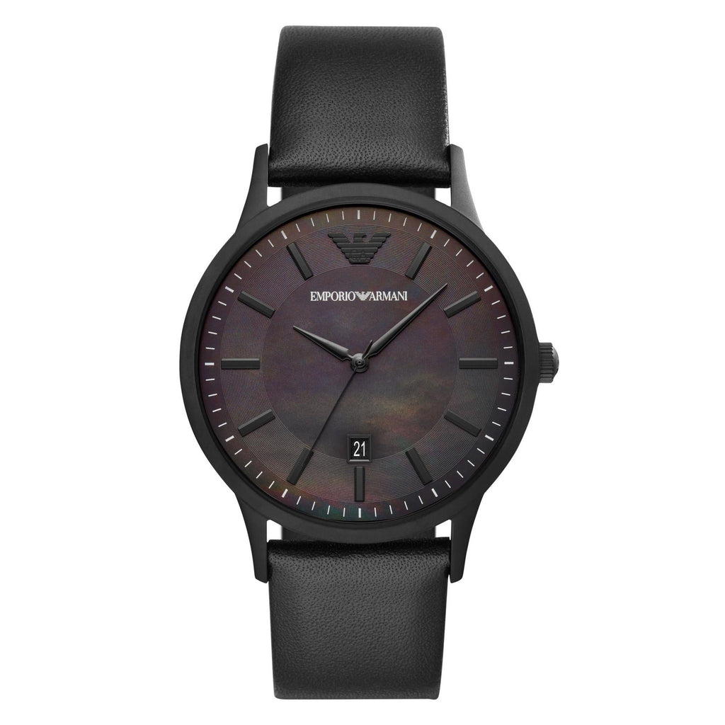 Emporio Armani Mens Ar11276 Black Stainless Steel And Leather Watch -korean beauty