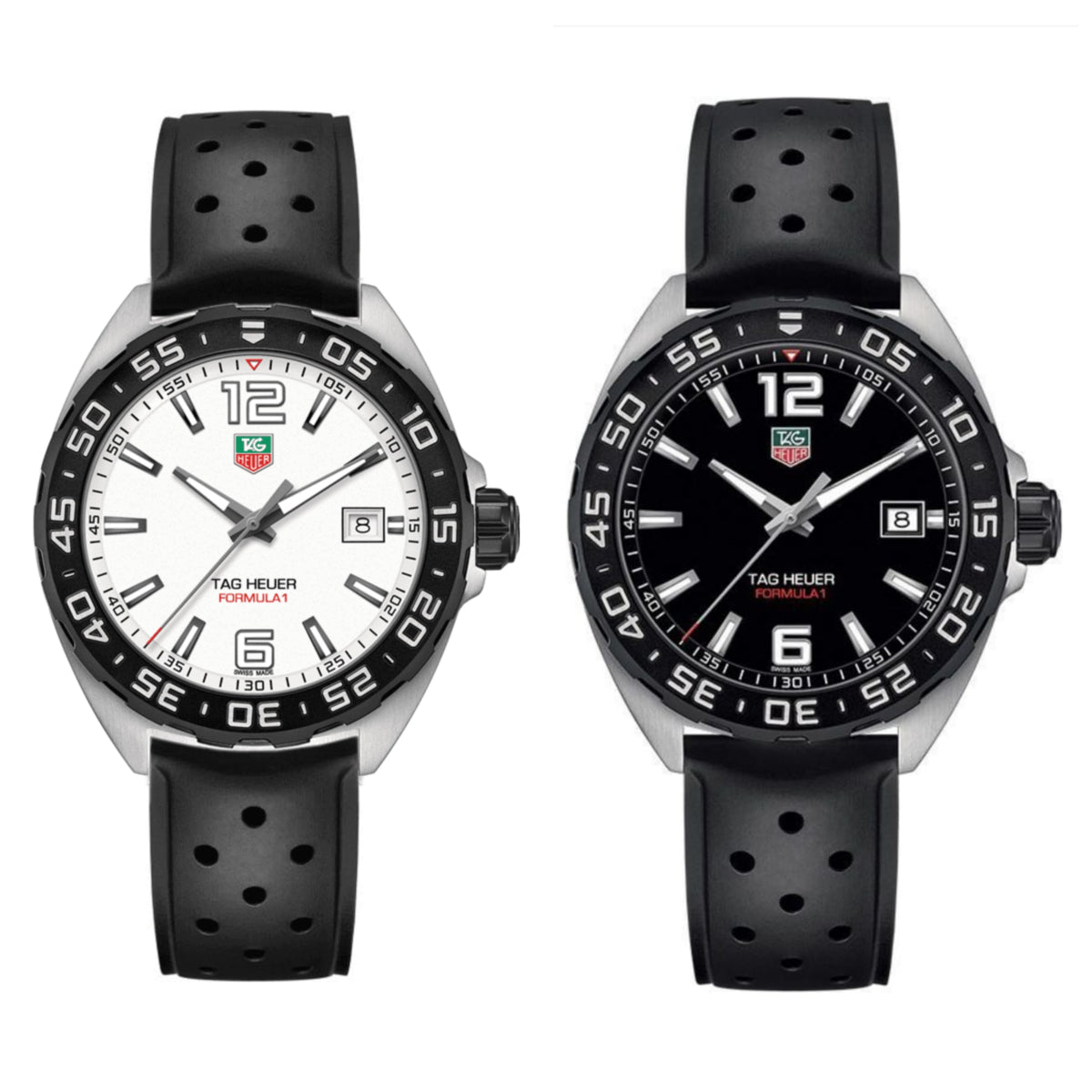 Tag Heuer Formula 1 Quartz White Dial Black Rubber Strap Watch For Men Waz1111 Ft8023 -korean beauty
