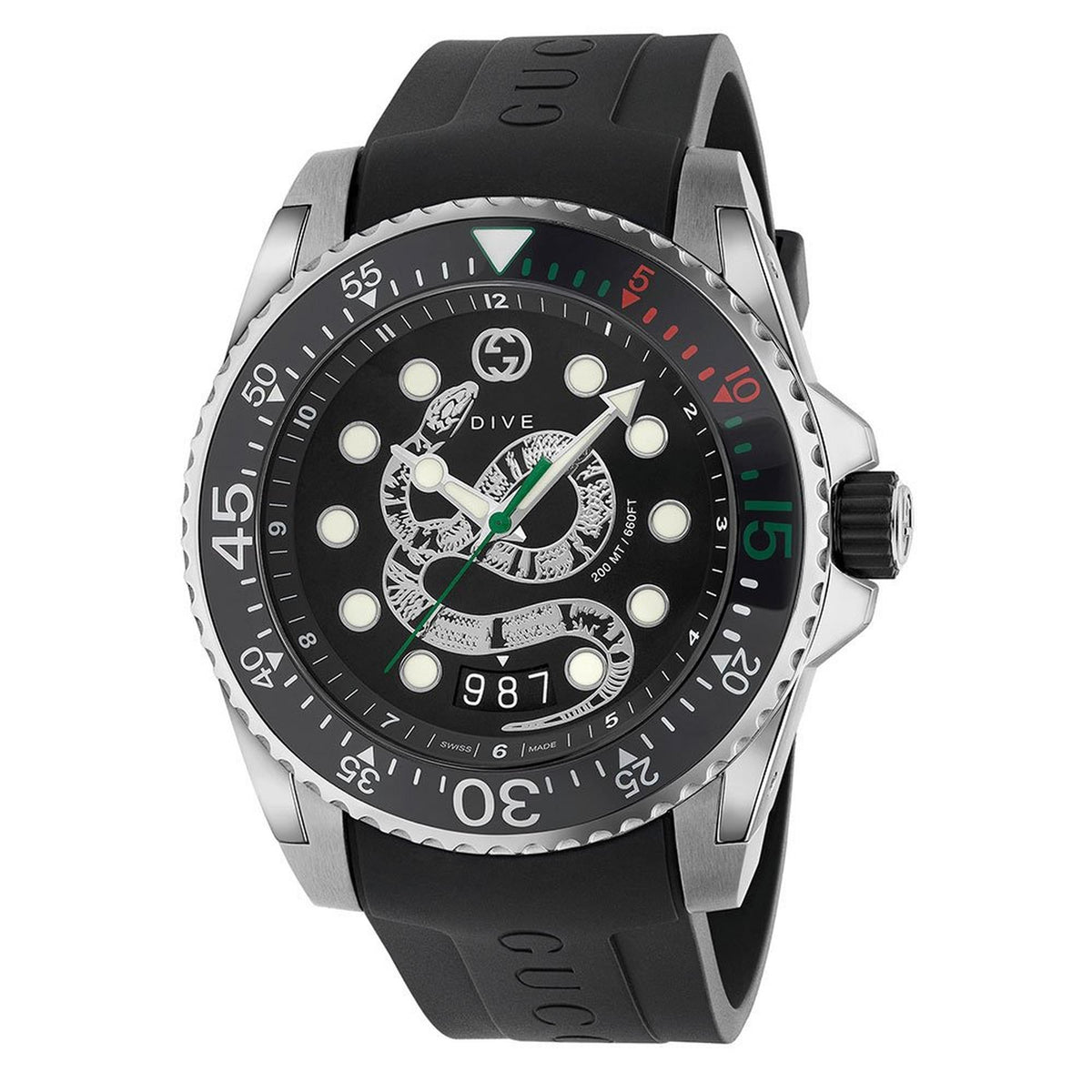 Gucci Dive Ya136217 Mens Stainless Steel Kingsnake Dial Watch -korean beauty