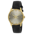 Gucci G Timeless Gold Tone Black Leather Quartz Watch Ya1264181 -korean beauty