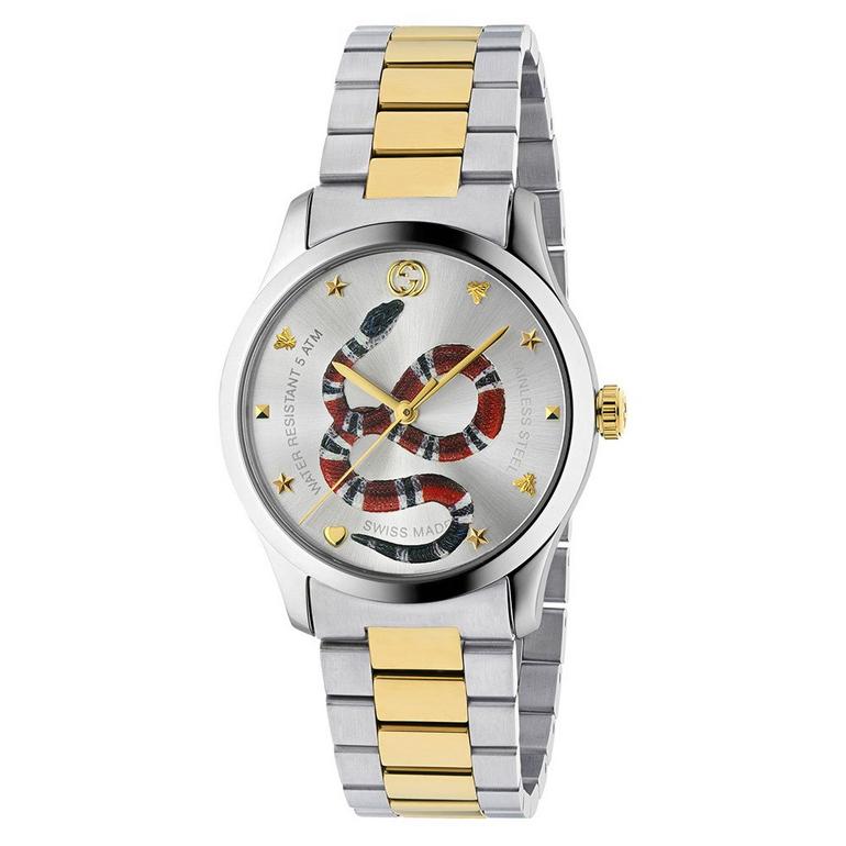 Gucci G Timeless Snake Steel And Gold Pvd Mens Watch Ya1264075 -korean beauty