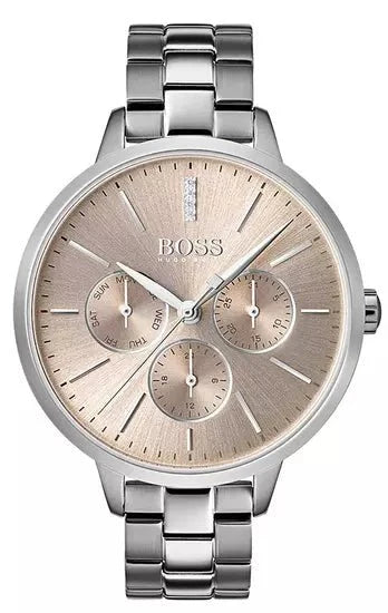 Hugo Boss Womens 1502421 Symphony Rose Gold Tone Stainless Steel Watch -korean beauty