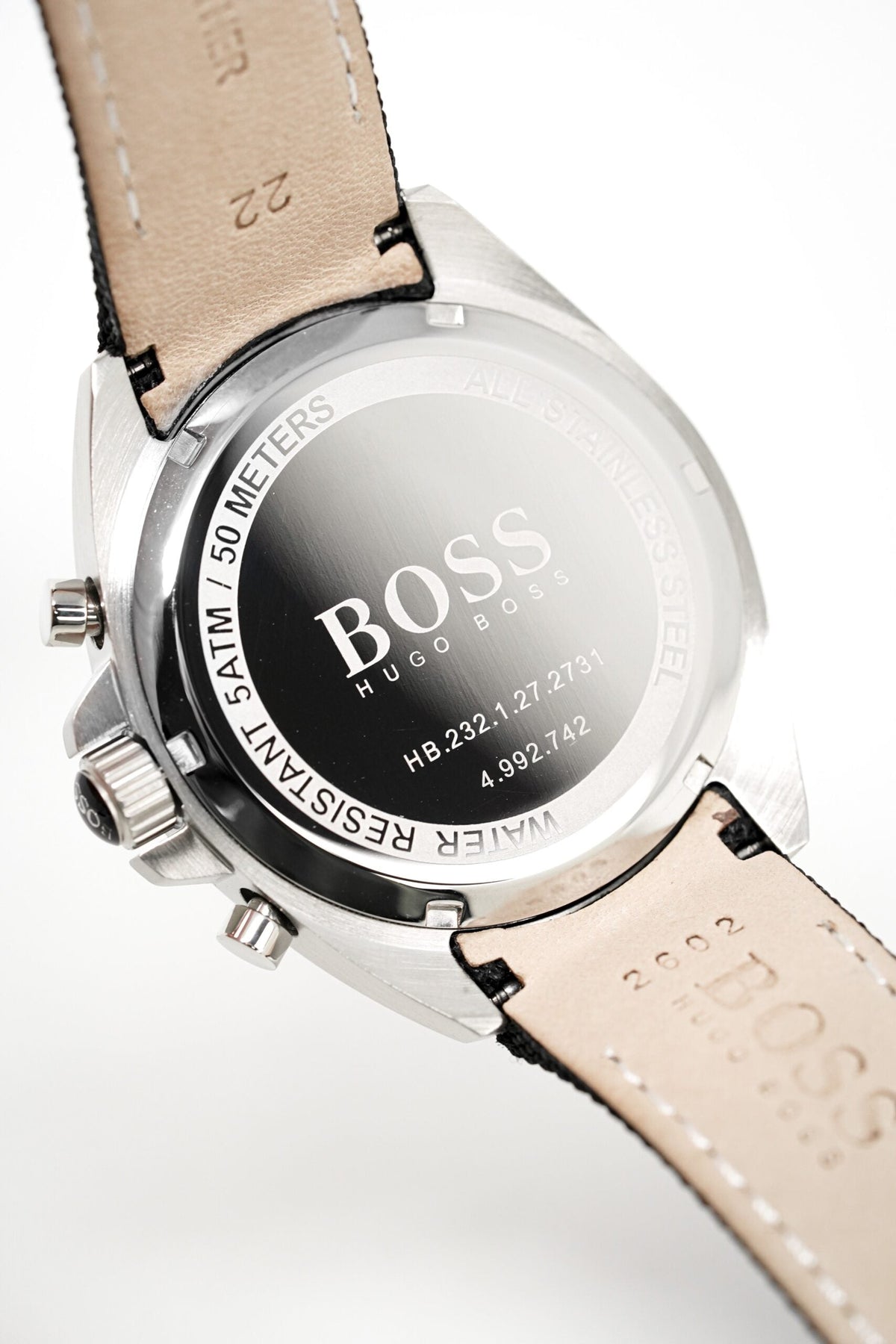 Hugo Boss Men S Watch Chronograph Black Driver Fabric Leather Hb1513087 -korean beauty