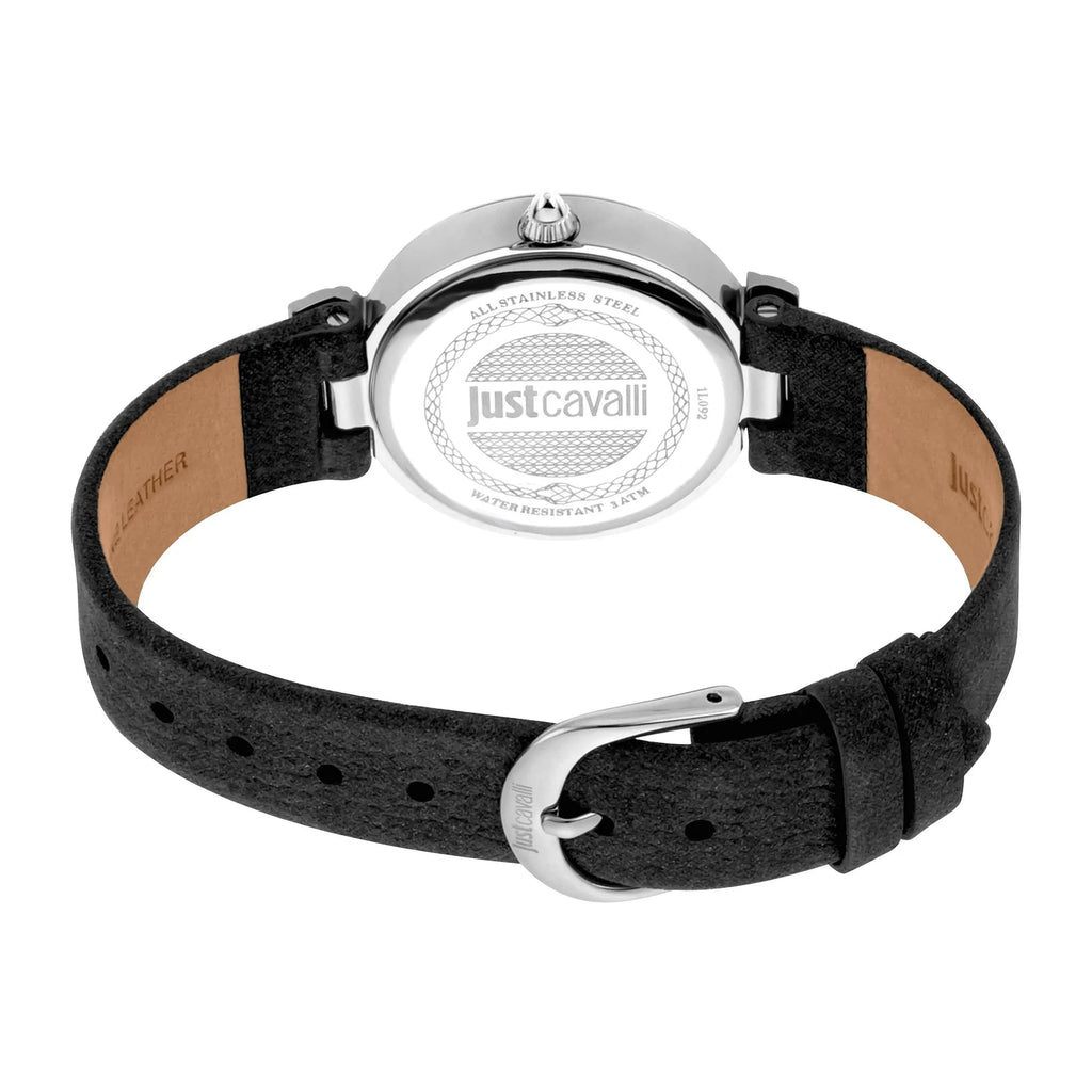 Just Cavalli Vibrazioni Leather Black Silver Leopard -korean beauty