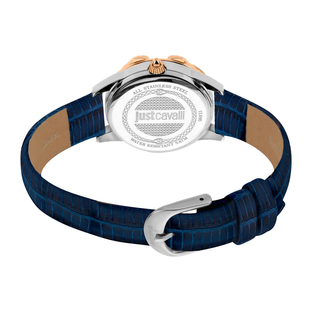 Just Cavalli JC Giro Leather Blue Silver Serpente Zircons -korean beauty