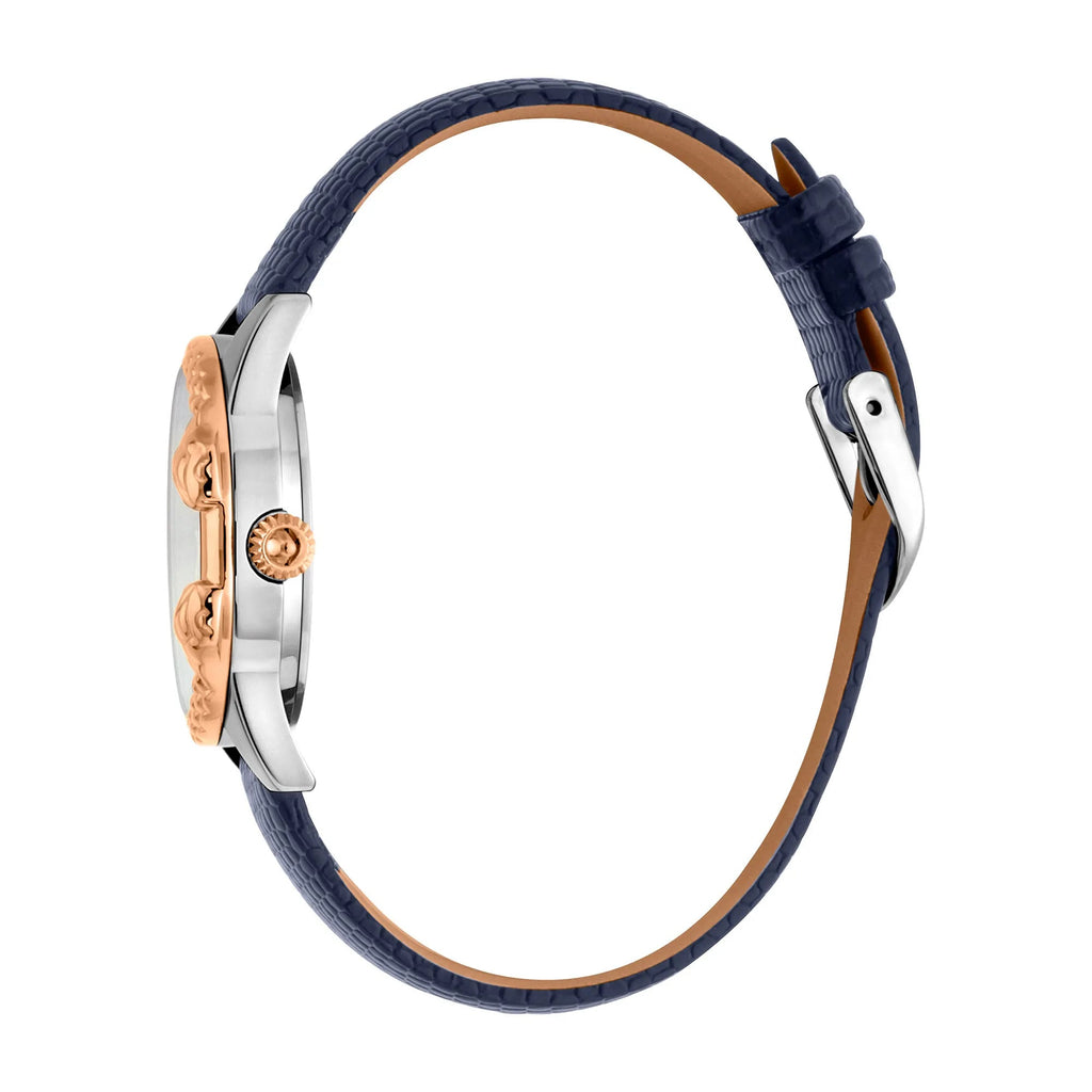 Just Cavalli JC Giro Leather Blue Silver Serpente Zircons -korean beauty