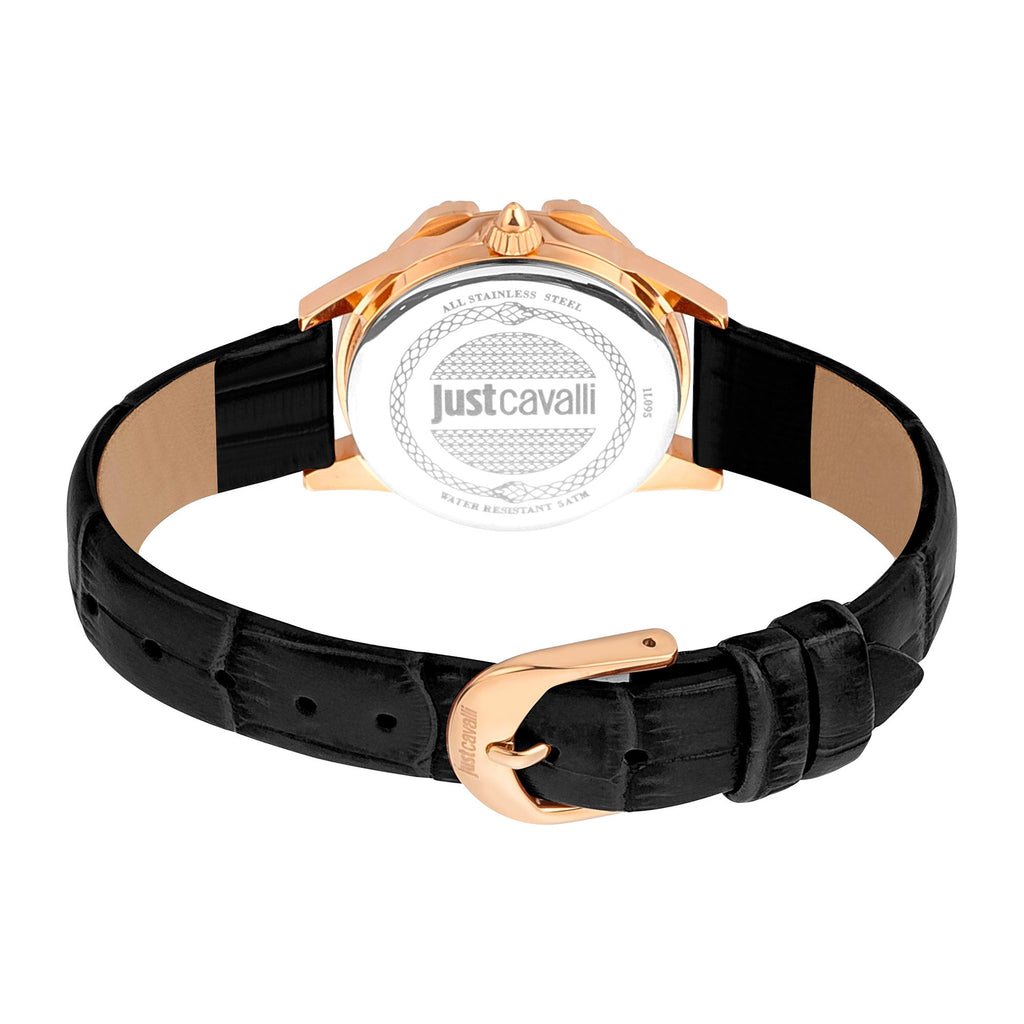 Just Cavalli Set Catena Black Rose Gold Leather -korean beauty