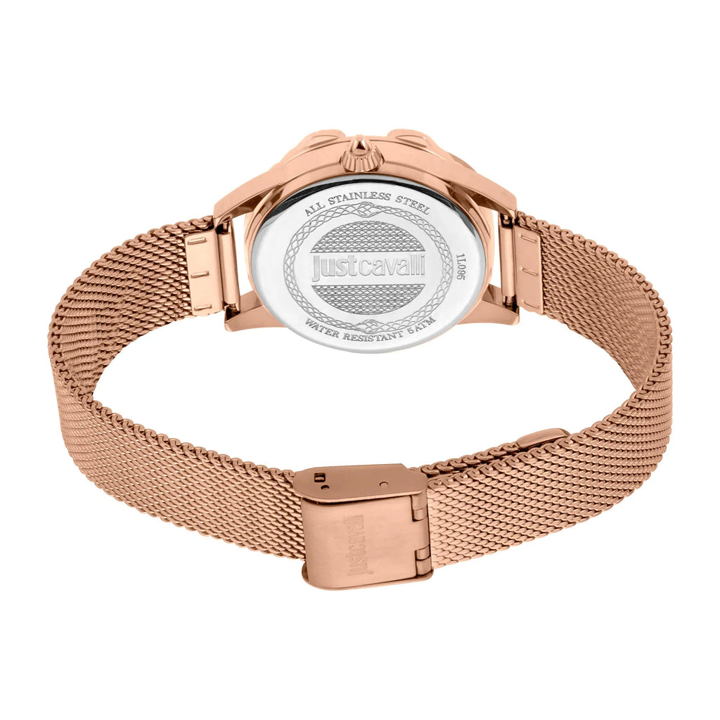 Just Cavalli JC Giro Steel Rose Gold Black Serpente Zircons -korean beauty