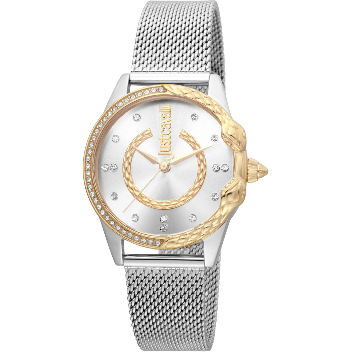 Just Cavalli JC Giro Steel Silver Yellow Gold Serpente Zircons -korean beauty