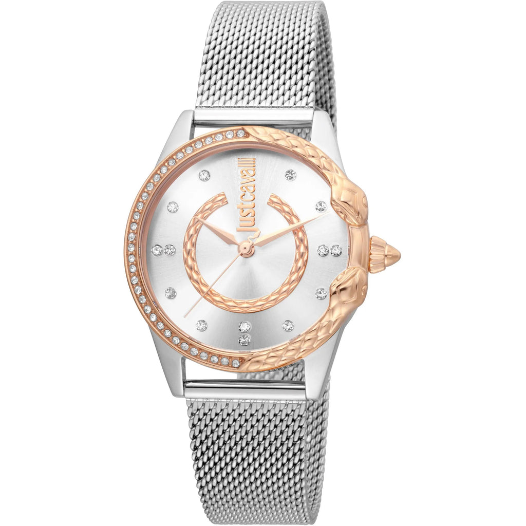 Just Cavalli JC Giro Steel Silver Rose Gold Serpente Zircons -korean beauty