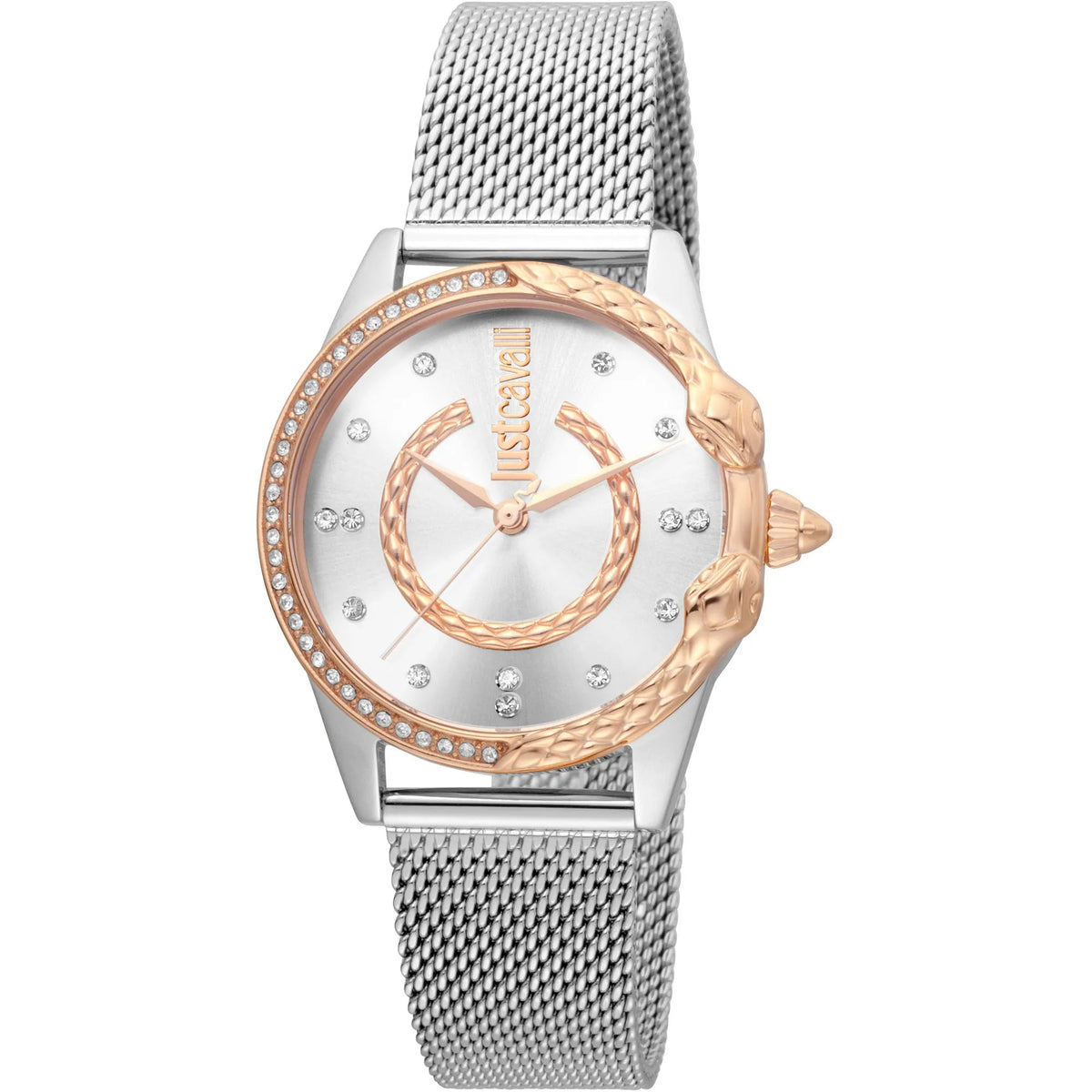 Just Cavalli JC Giro Steel Silver Rose Gold Serpente Zircons -korean beauty