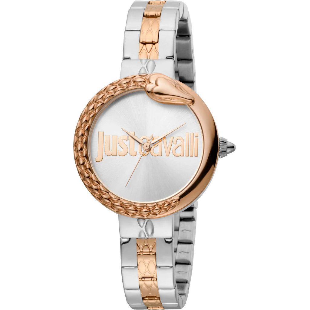 Just Cavalli Steel Silver Rose Gold Logo Serpente -korean beauty