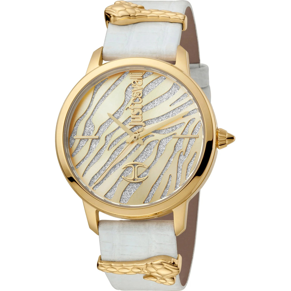 Just Cavalli Just per me Leather White Yellow Gold Zebra Glitter -korean beauty