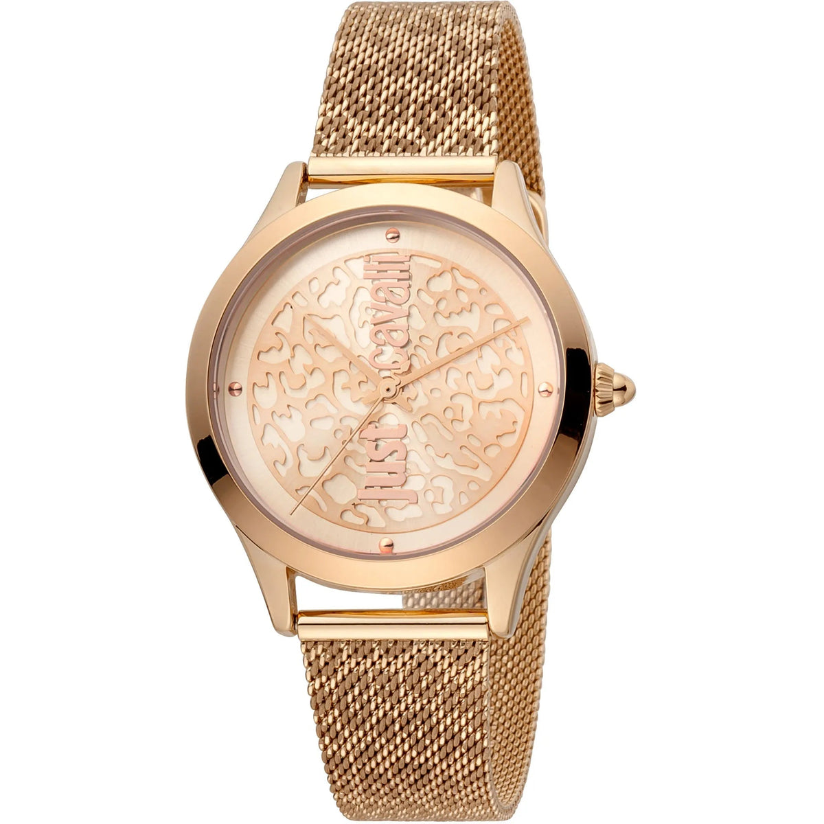 Just Cavalli Steel Rose Gold Leopard Logo -korean beauty