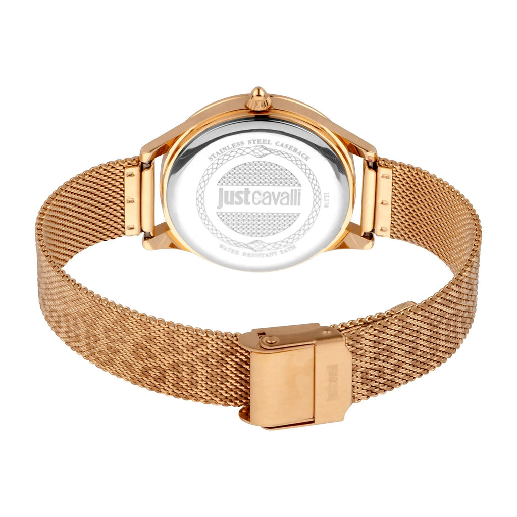 Just Cavalli Steel Rose Gold Leopard Logo -korean beauty