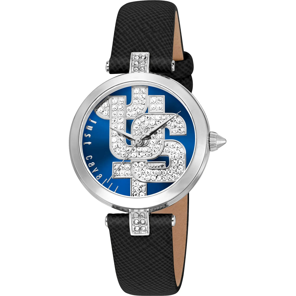 Just Cavalli Maiuscola Leather Black Blue -korean beauty