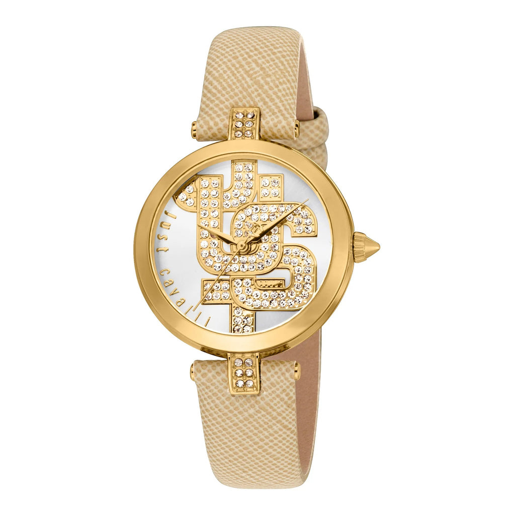 Just Cavalli Maiuscola Leather Beige Gold -korean beauty
